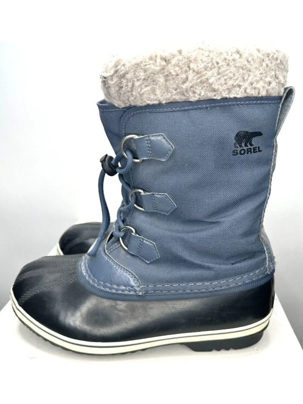 Sorel Yoot Pac Snow Boots Youth 6 Blue Waterproof Faux Fur Warm Winter Unisex